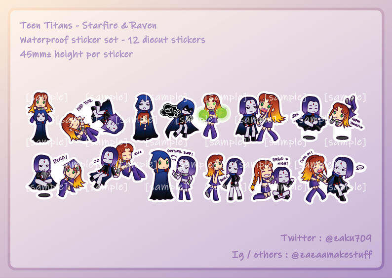Teen Titans - Starfire & Raven Die Cut Stickers