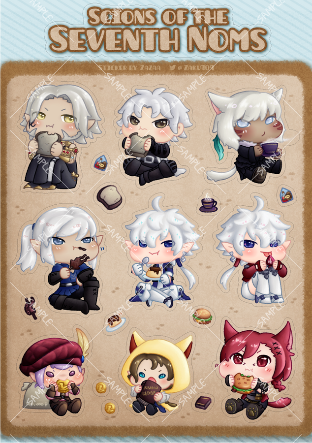 FFXIV - Scions of the Seventh Noms - Sticker Sheet (Glittered)