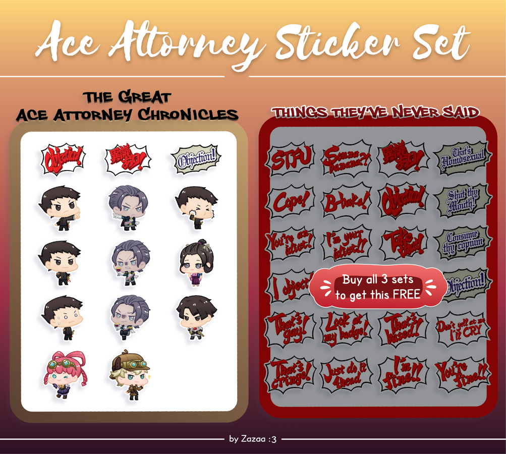 Ace Attorney - Die Cut Sticker Set