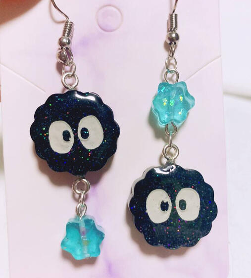 Spirited Away Susuwatari (Travelling Soot) Earrings