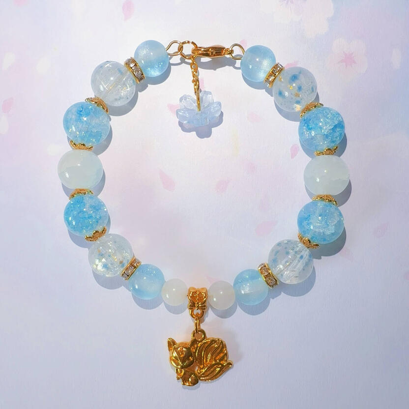 OC theme bracelet - aquamarine &amp; golden fox
